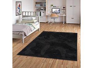 4255686760991 - Super Soft Kinder Hochflor Teppich Silky Kids Schwarz - 80x150 cm