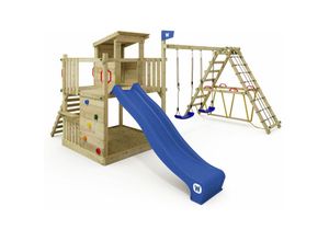 4255689908307 - Wickey - Spielturm Klettergerüst Smart Nest mit Schaukel & Rutsche Stelzenhaus mit Sandkasten Kletterleiter & Spiel-Zubehör - blau