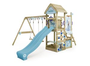 4255689927469 - Wickey - Spielturm Klettergerüst Disney Adventure mit Schaukel & Rutsche Kletterturm mit Holzdach Sandkasten Leiter & Spiel-Zubehör - Frozen