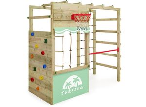 4255689928923 - Klettergerüst Spielturm Smart Action Gartenspielgerät mit Kletterwand & Spiel-Zubehör - pastellgrün - Wickey