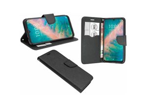 4255698207439 - Cofi 1453 - Buch Tasche Fancy kompatibel mit zte blade A72 4G Handy Hülle Etui Brieftasche Schutzhülle mit Standfunktion Kartenfach Schwarz - Schwarz