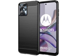 4255698208054 - Markenlos - Carbon Case kompatibel mit Motorola Moto G13 flexible Silikon-Carbon-Hülle schwarz - Schwarz