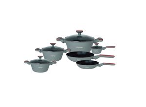 4255698210811 - Cheffinger - Kochgeschirr Set 10 tlg Topfset Induktion Kochtopfset Antihaft Silber