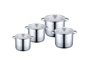 4255698210859 - Cheffinger - 8 tlg Edelstahl Kochgeschirr Induktion Kochtopf Topfset Deckel Topf 22 24 26 28cm