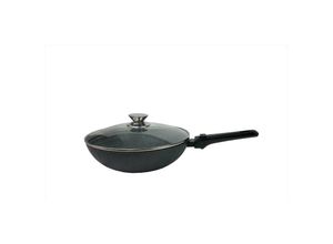 4255698217308 - Cheffinger - WOK-Pfanne abnehmbarer Griff 32cm Induktion Deckel Anti Haft Bratpfanne Marmor