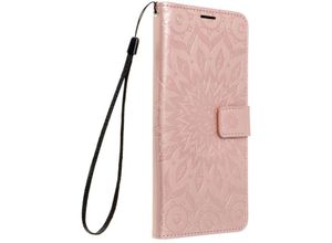 4255698218220 - - Mezzo Book-Style Kartenfächer Wallet Schale Baum Mandala kompatibel mit Galaxy A14 5G Mandala Rosa - Schwarz