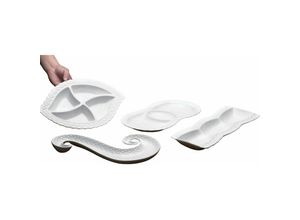 4255698219531 - - 4-Teilig Frühstücksset Snackset Cerez Seti Servierschalen Porzellan Silber Motiv 2