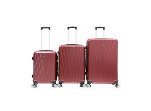 4255698221961 - Reisekoffer Koffer 3 tlg Hartschale Trolley Set Kofferset Handgepäck Gepäck Reisetasche ABS-06 Rot