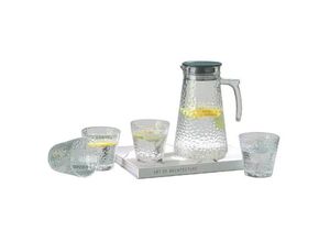 4255698224443 - Cheffinger - 18 Liter Krug Karaffe 4 Gläser je 250ml Glas Trinkgläser Limonade Wasser 5 tlg Set