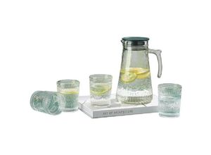 4255698224467 - 18 Liter Krug Karaffe 4 Gläser je 250ml Glas Trinkgläser Limonade Wasser 5 tlg Set GB04