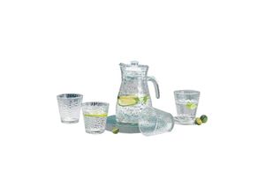 4255698224504 - Cheffinger - 12 Liter Krug Karaffe 4 Gläser je 220ml Glas Trinkgläser Limonade Wasser 5 tlg Set