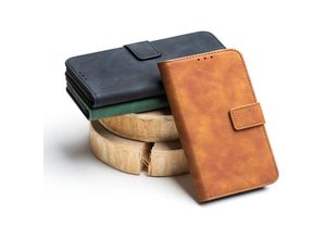 4255698227536 - Cofi 1453 - Tender Buchtasche Leder Hülle Magnet Tasche kompatibel mit iPhone 15 Braun