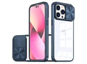 4255698231977 - Markenlos - CamSlider Case Hülle mit Kameraschutz Bumper tpu Hülle Stoßfest Handyhülle kompatibel mit iPhone 15 Pro Max Dunkelblau