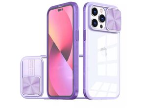 4255698231984 - Markenlos - CamSlider Case Hülle mit Kameraschutz Bumper tpu Hülle Stoßfest Handyhülle kompatibel mit iPhone 15 Pro Max Lila