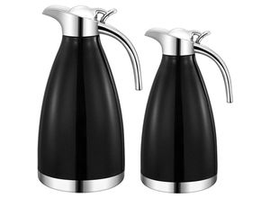 4255698238136 - 1L+15L 2er Set Edelstahl Thermoskanne Isolierkanne Thermosflasche Kaffeekanne Doppelwandig Schwarz