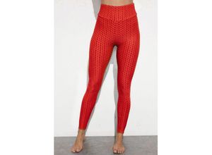 4255698240917 - Cofi 1453 - Miss Angelia Fashion Damen Leggings Stretch Fit Hoher Bund Fitness Yoga Fitness Leggings Rot s m