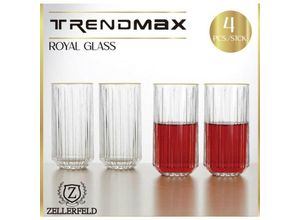 4255698246162 - 4-teiliger Wasserglas-Set mit Goldumrandung transparent Trinkgläser Saftgläser Royal Glas - Zellerfeld