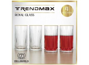 4255698246179 - 4er- Set Glas mit Goldumrandung Trinkgläser Wassergläser transparent Royal Glas - Zellerfeld