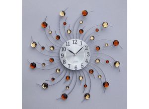 4255698248340 - - Elektronik Große Wanduhr ø 50 cm – Modernes Design stilvolles Accessoire für Wohnzimmer Schlafzimmer Büro Braun geschwungen