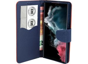 4255698249637 - Cofi 1453 - Buch Tasche Fancy kompatibel mit samsung galaxy S23 fe Etui mit Standfunktion Kartenfach Rot-Blau - Schwarz