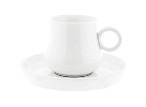 4255698256901 - 12 Teiliger Set Mokkatassen mit Untertasse aus Porzellan Mokkaservice 100 ml Weiß Silber