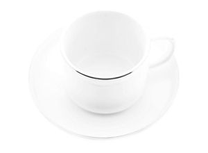 4255698256949 - 12 Teilger Mokkatassen-Set mit Untertasse aus Porzellan Mokkaservice 100 ml Weiß Silber