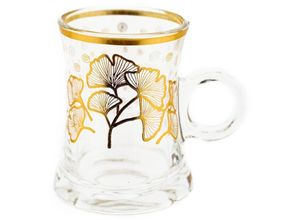 4255698258929 - Almina 12-Teiliges Teegläser-Set mit Henkel silberne und goldene Details 100 ml Blumenmotiv