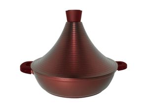 4255698259353 - Aluguss Tajine Tagine Ø32cm Induktion Silikongriffe Gartopf Dampfgarer Bräter Rot