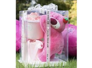 4255698259735 - Cofi 1453 - Teddybär und Seifenblumen Bouquet led 22x22x29cm Pink