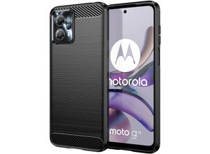 4255698260120 - Markenlos - Carbon Case kompatibel mit Motorola Moto G14 flexible Silikon-Carbon-Hülle schwarz - Schwarz