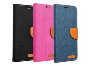 4255698264258 - Elegante Handy Hülle canvas Buchholster kompatibel mit Xiaomi Redmi Note 13 5G Schwarz - Schwarz