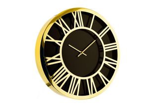 4255698265293 - Almina Wanduhr mit Römischen Ziffern ⌀40 cm Schwarz Gold elegenate Uhr für Ihr Zuhause