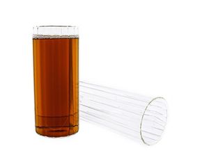 4255698265446 - Glas Stripe Riffel Glas Glas Hitzebeständig 400ml 2-Teilig - Mulex