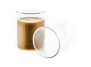 4255698266382 - 4 Tlg Gläser-Set Latte Macchiato Gläser Riffle Design Teeglas Borosilikatglas 300 ml