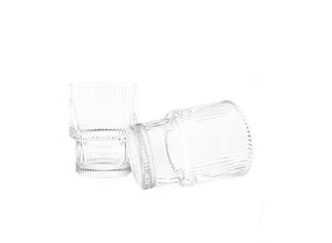 4255698279702 - 6 Teiliges Set aus Glas geriffelteTrinkgläser Wassegläser Vintage Style 190 ml