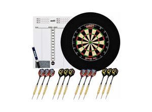 4255698285116 - Professional perfection Dartscheibe mit Pfeilen Profi Steeldartscheibe aus Sisal