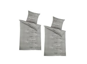 4255701921666 - Mikrofaser Bettwäsche 2 Sets Grau Sweet Dreams