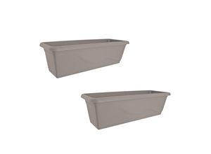 4255701930811 - Blumenkasten mit Wasserspeicher 60 cm 2er Set Taupe