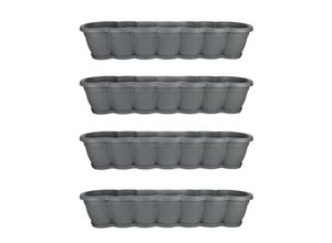 4255701930842 - Blumenkasten mit Untersetzer 80 cm 4er Set Anthrazit