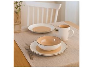 4255701938299 - neuetischkultur Kombiservice 16-teilig Metallicrand Cremeweiß Hellbraun