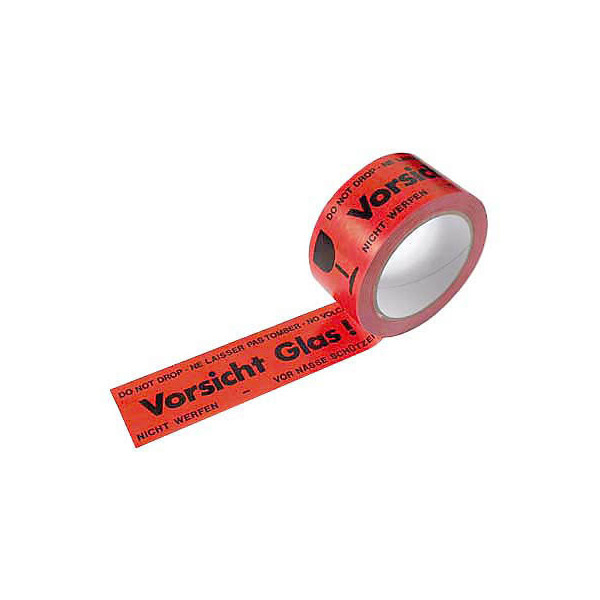 4255704302677 - Signalpackband 100338 Vorsicht Glas 50mm x 66m PVC leise abrollbar rot schwarz 4255704302677 100338