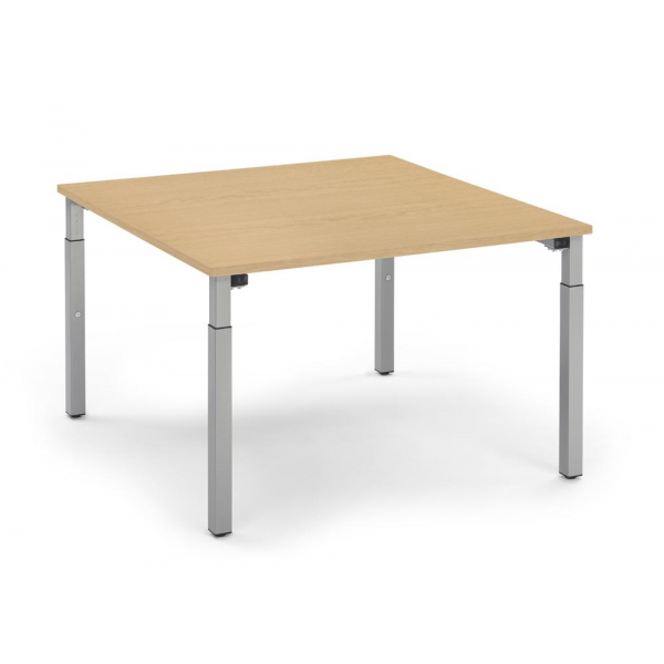 4255704317374 - Konferenztisch System MODUL höhenverstellbar 65-85cm (H) 120x120cm (BxT) 8 Personen quadratisch buche   silber 425570431737