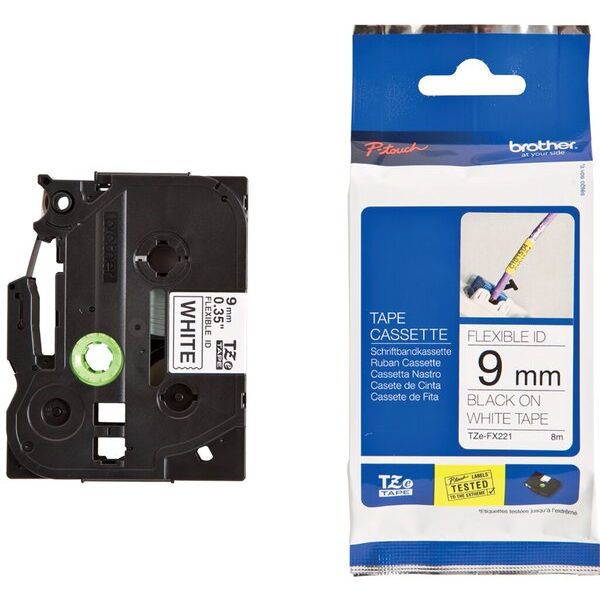 4255704322729 - Farbb P-Touch 9mm8m weißschwarz Flexi-Tapes laminiert  Beschriftungsband 4255704322729 Brother