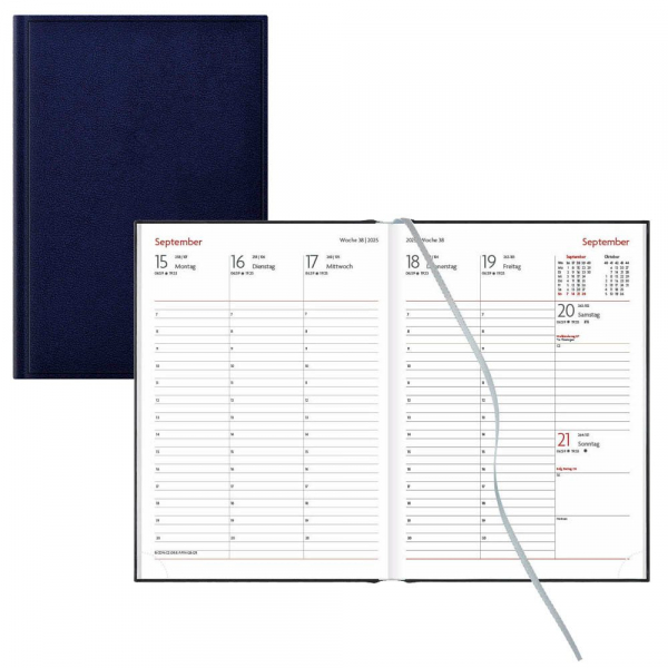 4255704327717 - Buchkalender 942-2-264 blau 1 Woche   2 Seiten 145x205cm (A5) 2025 4255704327717 Lediberg