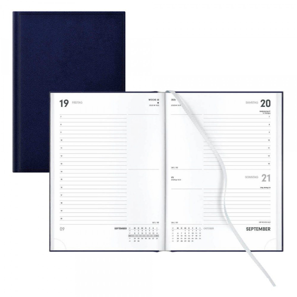 4255704327755 - Buchkalender 891-2-264 blau 1 Tag   1 Seite 15x21cm (A5) 2025 4255704327755 Lediberg