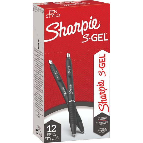 4255704331158 - Gelroller Sharpie S-Gel Strichstärke 07 mm Schreibfarbe schwarz Schaftfarbe schwarz 12 Stück 4255704331158 12 Stück