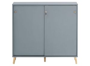 4255713421017 - Möbelpartner Aktenschrank Jaguar Large HxBxT 926x100x41cm 2 Fächern & 2 abschließbare Schiebetüren Blau - Blau