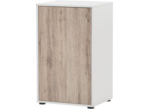 4255713421284 - Möbelpartner - Aktenschrank Pigeon Small HxBxT 836x51x41cm 2 Fächern & 1 Flügeltür Weiß Eiche - Weiß