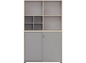 4255713421413 - Möbelpartner - Pigeon Set Aktenregal Aktenschrank & Regalkreuz Breite 100cm Eiche Grau - Eiche