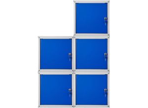 4255713421826 - Mega Deal 5x Casier métallique verouillable cubic HxLxP 35x35x35cm Gris Bleu Armoire à casier cube consigne polyvalente vestiaire placard en métal